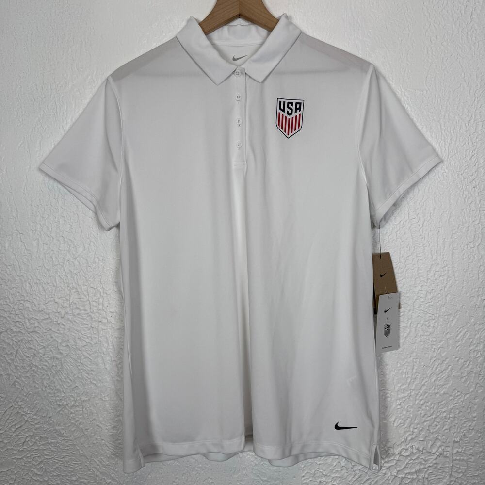 Nike Women's USA Soccer Victory Short Sleeve Polo Shirt White NWT Size XL